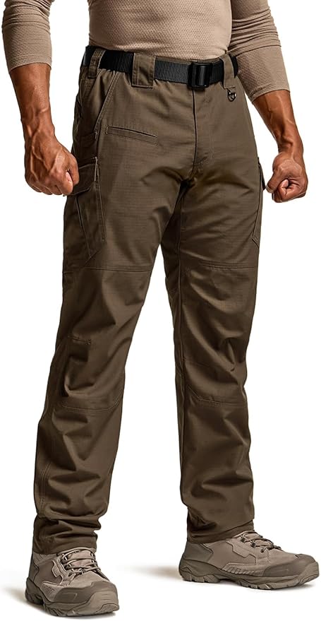 CQR Men's Tactical Pants, Water Resistant Ripstop Cargo Pants, Lightweight EDC Work Hiking Pants, Outdoor Apparel