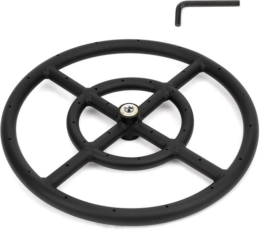 Stanbroil 12 Inch Round Fire Pit Burner Ring for Natural Gas & Propane - Black Steel for Indoor & Outdoor Fireplace, BTU 92,000 Max