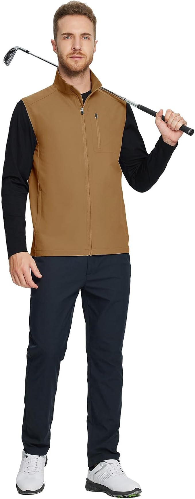 M MAELREG Mens Vests Outerwear Windproof Lightweight Softshell Vests Zip Pockets Sports Sleeveless Jacket Golf Vests for Men