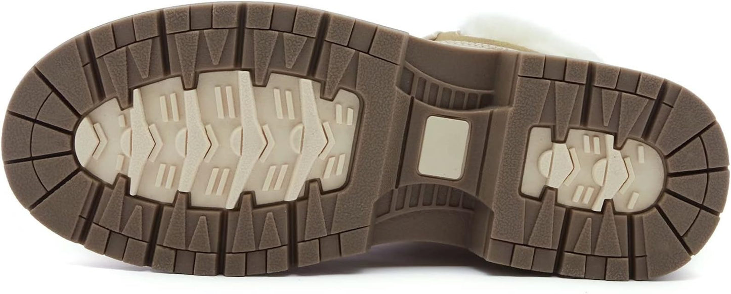 ANJOUFEMME Womens Hiking Snow Winter Boots - Waterproof Work Ankle Boots for Women Comfortable Warm Fur Boots for Backpacking Cycling