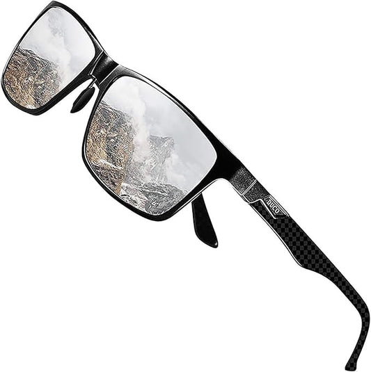 DUCO Mens Sunglasses Polarized Rectangle Sunglass for Men Lightweight Carbon Fiber UV400 Protection 8206