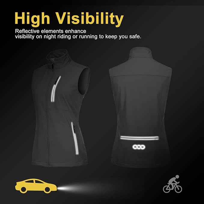 33,000ft Women's Lightweight Running Vest Outerwear with Pockets, Windproof Sleeveless Jacket for Golf Hiking Travel