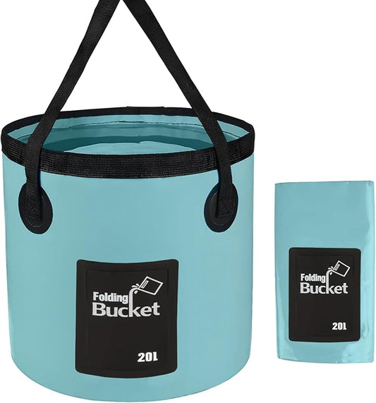 Portable Shower for Camping with 20L Foldable Bucket, 5 Pressure Levels Rechargeable Camping Shower Pump with Camping Light & Intelligent LED Display, 6000mAh Outdoor Shower for Hiking, Travel, Car