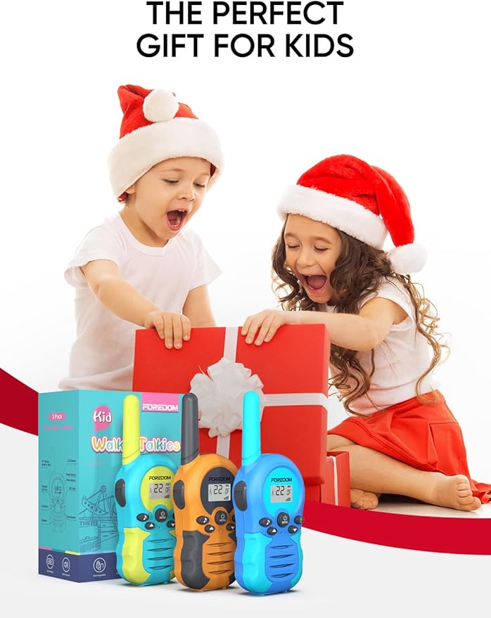 FOREDOM Rechargeable Walkie Talkies for Kids Walkie Talkies Long Range for Boy & Girl Age 3 to 12 Year Old Birthday Toys - 3 Pack