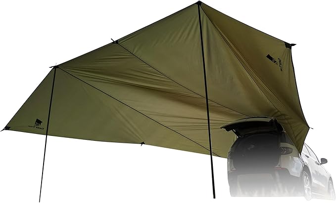 GEERTOP Large Car Awning Tarp for Camping Backpacking Tarp SUV Tailgate Truck Canopy Sun Shade Waterproof Outdoor Rear Vehicle Awning Shelter for Van, MPV, Campers