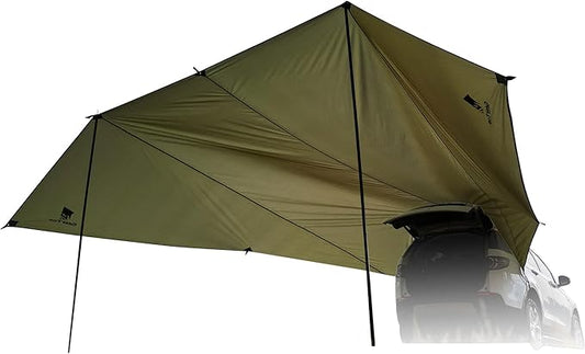 GEERTOP Large Car Awning Tarp for Camping Backpacking Tarp SUV Tailgate Truck Canopy Sun Shade Waterproof Outdoor Rear Vehicle Awning Shelter for Van, MPV, Campers