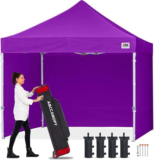 ABCCANOPY Easy Pop Up Canopy Tent with Sidewalls 10x10 Commercial -Series, Purple
