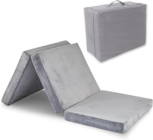 SINWEEK 4" Twin XL Memory Foam Folding Mattress with Storage Bag - Foldable Trifold Floor Bed Topper, CertiPUR-US Certified Guest Sleeping Pad, Machine Washable Cover