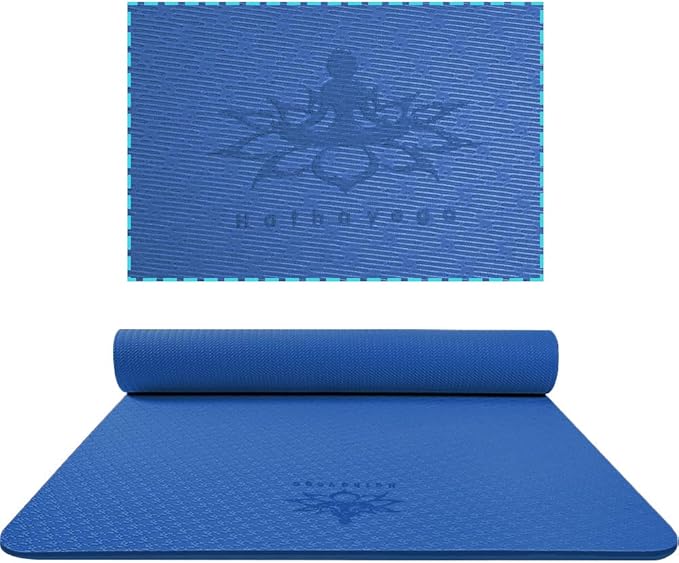 Hatha Yoga Extra Thick TPE Yoga Mat - 72"x 32" Thickness 1/2 Inch -Eco Friendly SGS Certified - With High Density Anti-Tear Exercise Bolster For Home Gym Travel & Floor Outside