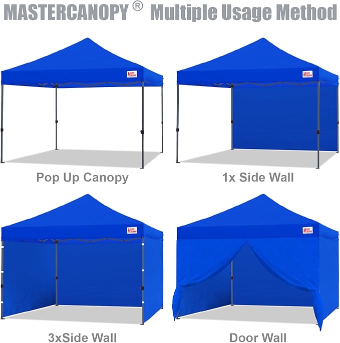 MASTERCANOPY Heavy Duty Pop-up Canopy Tent with Sidewalls (10x10,Blue)