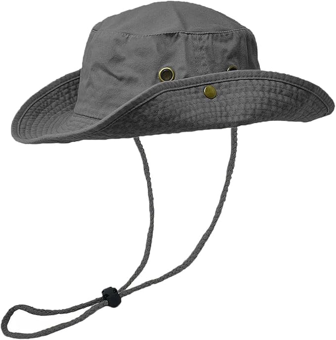 Glory Max Washed Cotton Bucket Hat with Chin Strap Fishing Sun Safari Boonie Cap