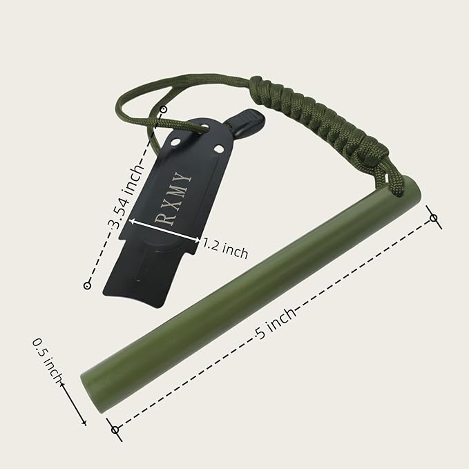 RXMY Fire Starter Survival Tool 5 Inch,Ferro Rod Flint Fire Starter,A Kit for Wilderness Survival.5(Long) x 1/2"(Diameter)