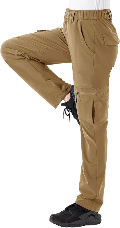 Rdruko Women's Hiking Cargo Pants Water-Resistant Quick Dry UPF 50+ Travel Camping Work Pants Zipper Pockets