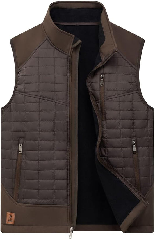 Vcansion Men's Lightweight Fleece Lined Puffer Vest Softshell Outerwear Sleeveless Jacket for Hiking Travel Golf