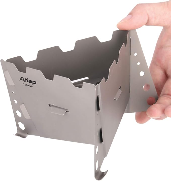 Titanium Alcohol Stove with Foldable Windproof Panel Windscreen Stand, Titanium Portable Lightweight Pot Stand Alcohol Stove Set Suitable for Outdoor Camping Picnic Backpacking Cooking