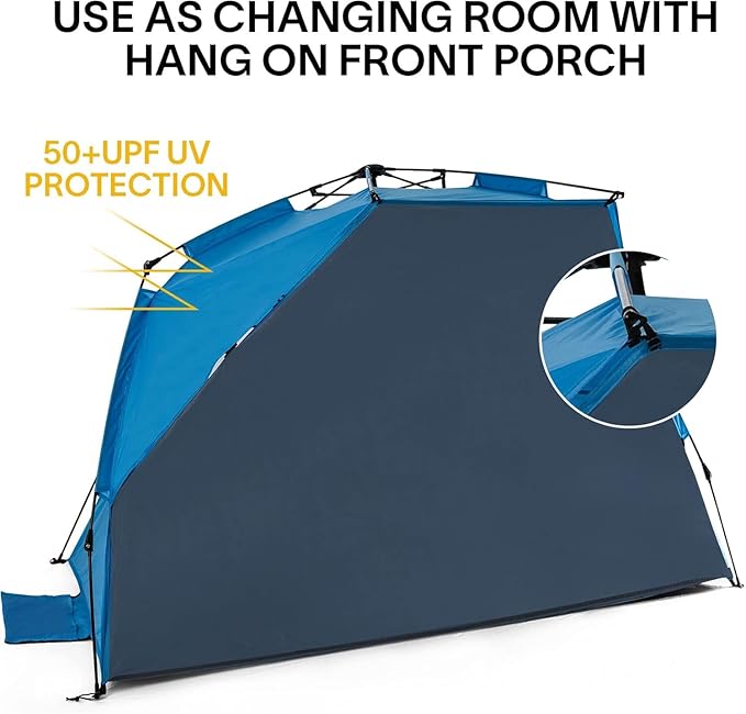 Alvantor Beach Tent Beach Umbrella Outdoor Sun Shelter Cabana Automatic Pop Up UPF 50+ Sun Shade Portable Camping Hiking Canopy Easy Setup Windproof Randomly Send Old or New Model