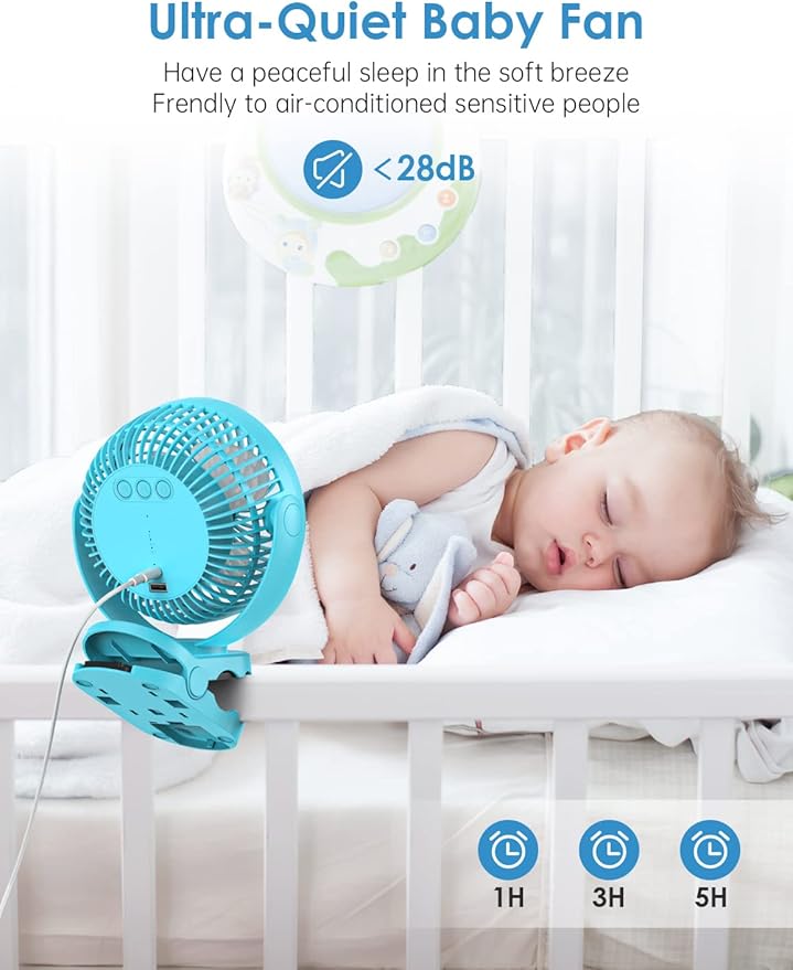 Camping Fan with Remote Control - 12000mAh Rechargeable Battery Powered Fan, Camping Fans for Tents with LED light & Hanging Hook, Rechargeable Battery Operated Ceiling Fans for Tent RV Bed, Blue