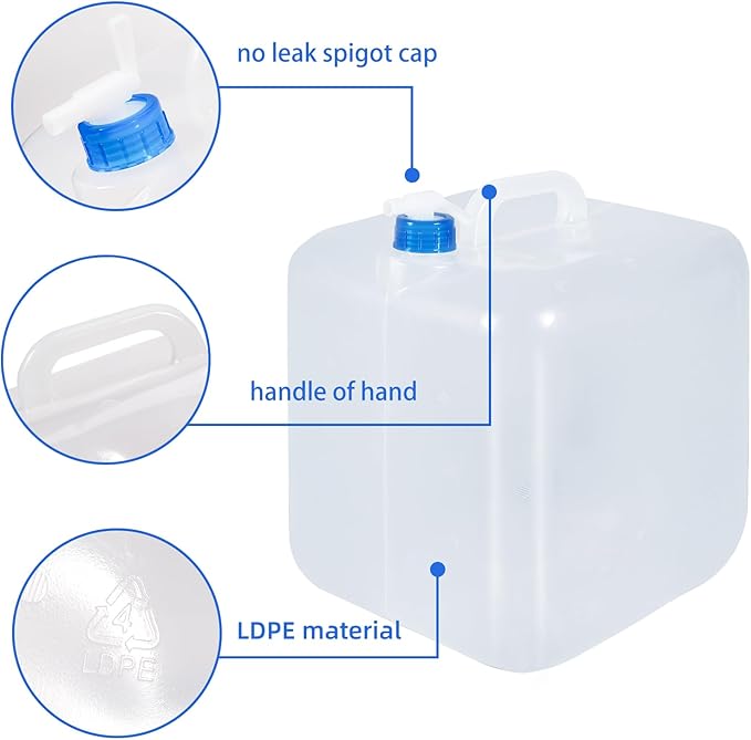 2 Pack Collapsible Water Container with Spigot, Foldable Cube Water Jugs Portable Water Storage for Outdoors Camping Hiking Disaster Preparedness & Survival Gear 1.4/2.6/4/5.3 Gallon