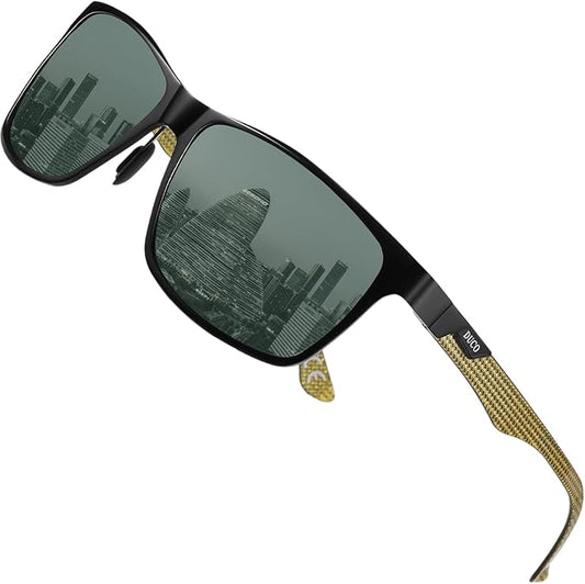 DUCO Mens Sunglasses Polarized Rectangle Sunglass for Men Lightweight Carbon Fiber UV400 Protection 8206