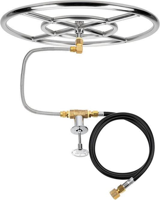 Stanbroil Natural Gas Fire Pit Stainless Steel Burner Ring Installation Kit, 18-inch
