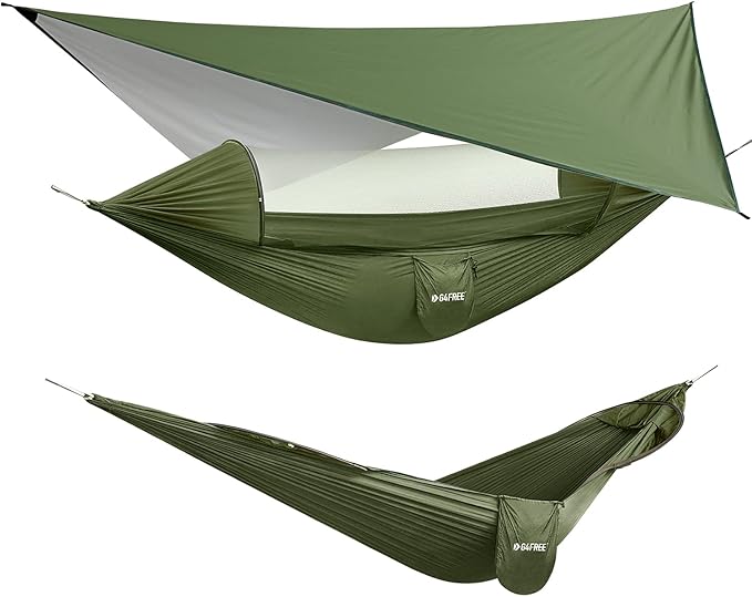 G4Free Large Camping Hammock with Mosquito Net and Rain Fly- 2 Person Portable Hammock with Bug Net and Tent Tarp for Outdoor Hiking Camping Backpacking Travel