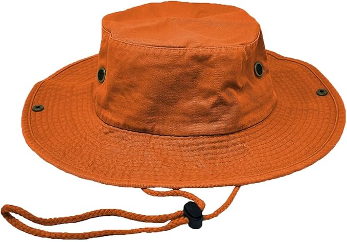 Glory Max Washed Cotton Bucket Hat with Chin Strap Fishing Sun Safari Boonie Cap