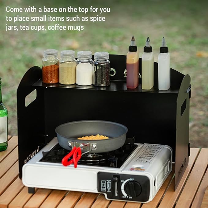 HUIOP Foldable Camping Wind Shield Portable Gas Stove Windproof Screen for BBQ Cooking