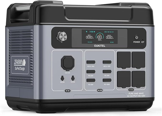OUKITEL P2001 Plus Portable Power Station 2048Wh LiFePO4 Battery, 2400W AC Output & 1800W Fast Charge, Solar Generator for Home Backup, Outdoor Camping, RV Travel with APP Control