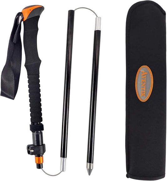 Aventik Fold-able Wading Staff Water Depth Safety Warning Sign Coated Stainless Steel Core T7075 Aluminum Body Corrosion Resistance
