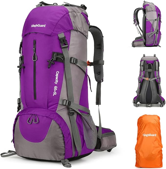70L Hiking Backpack with Rain Cover Lightweight Travel Backpack Waterproof Camping Backpack