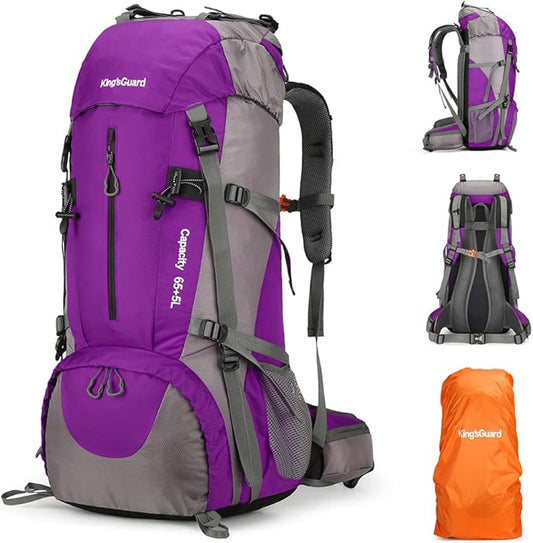 70L Hiking Backpack with Rain Cover Lightweight Travel Backpack Waterproof Camping Backpack