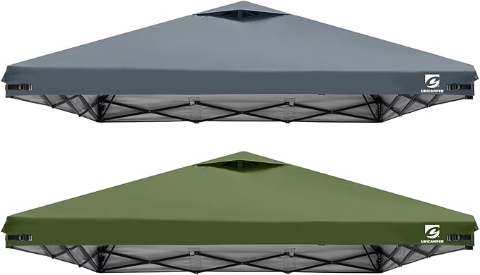 10x10 Pop Up Canopy Replacement Top Cover with Air Vent for Straight Leg Canopy Tent, Waterproof for Outdoor Garden Patio Camping Sun Shade(Top Only) (Light Gray & Olive Green, 2)