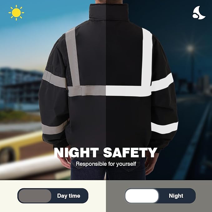 SKSAFETY Hi Vis Reflective Rain suits for Men Waterproof - High Vis Safety Rain Jacket, High Visibility Raincoat for Men