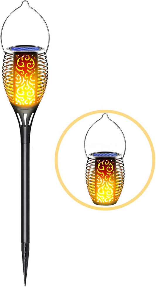Large Solar Torch Light with Flickering Flame, Upgraded 3-in-1 Solar Fire Lights Outdoor Hanging Lanterns, Halloween Decorations Solar Powered Tiki Torches for Garden, Pathway, Lawn, Yard