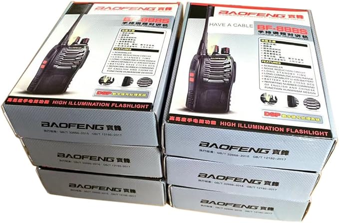 Walkie Talkies Baofeng 888S Radio Rechargeable Walkie-Talkies Long Range with Earpieces for Adults, 2 Way Radios Kids walkie talkies 12 Pack with one Programming Cable