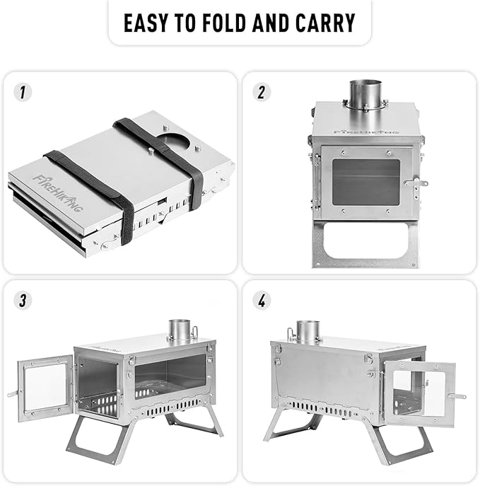 FIREHIKING Ultralight Titanium Stove Thickened TA1 Camping Tent Stove LANK Folding Portable Mini Wood Burning Stove