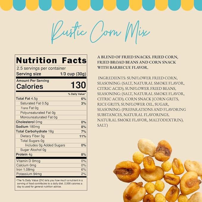 Müix Snacks, Special Flavor Trail Mix, Rustic Mix, Mix Snacks (Salty Corn, Salty Baby Beans, BBQ Crunchies, Salty XL Corn) - 2.3 Ounce Bags (Pack of 16 Bags)