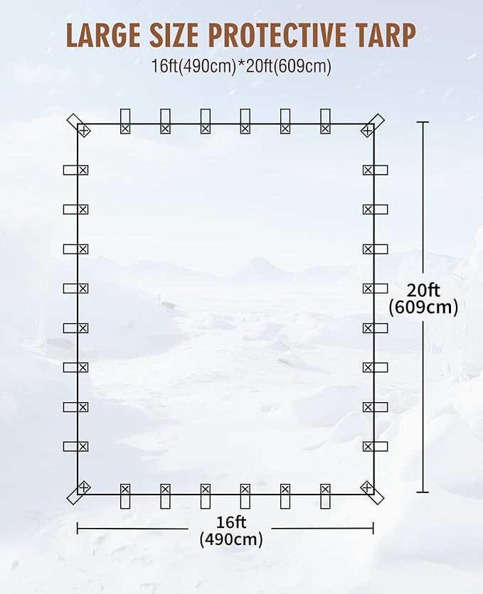 HIRALIY 20 Mil Heavy Duty Waterproof Tarp, 16x20ft Black Tarpaulin with Reinforced Webbing Loops, Multipurpose Oxford Canvas Tarp for Firewood, Roof, Camping, Pool