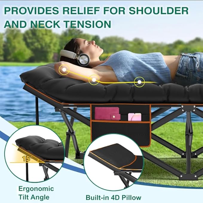 Camping cots, Oversized 32inch Width Portable Foldable Outdoor Bed for Adults Kids, Cot for Traveling Gear Supplier, Office Nap,Support 900 lbs-with Sleeping Pad Mattress
