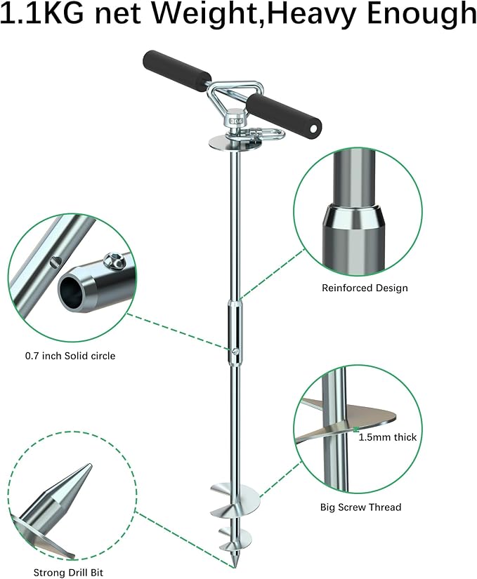Heavy Duty 304 Stainless Steel Dog Tie Out Anchor - 360 Swivel Yard Stake for Dogs Over 250 LBS - Suitable for Any Leash, Ideal for Yard, Beach, Camping