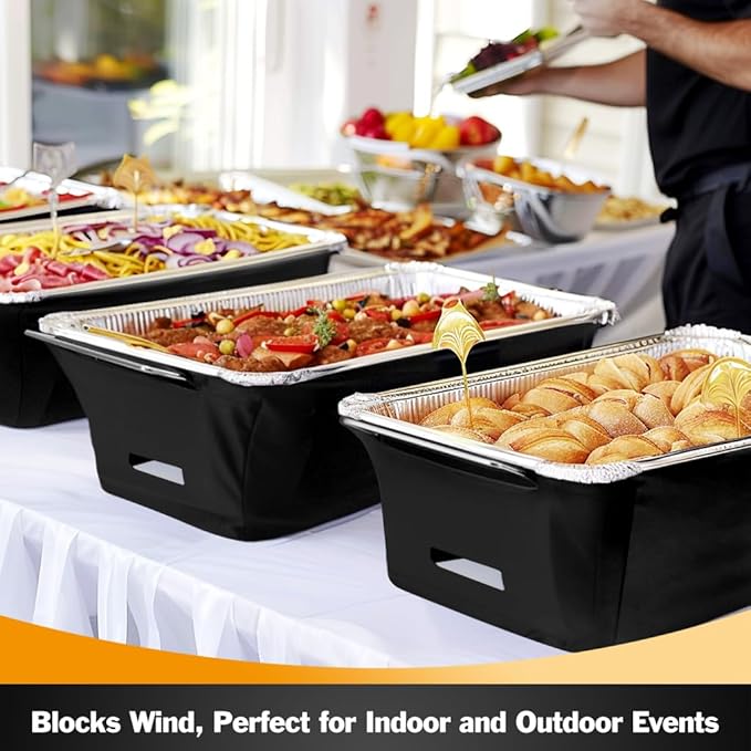 2-Pack Chafer Wind Guard by Peurif,Chafer Stand Cover,Chaffing Buffet Decorative Food Warmer,Flame Retardant Fabric for Parties Buffet,Cover for Indoor & Outdoor Events,Party,Buffet,Catering,Camping