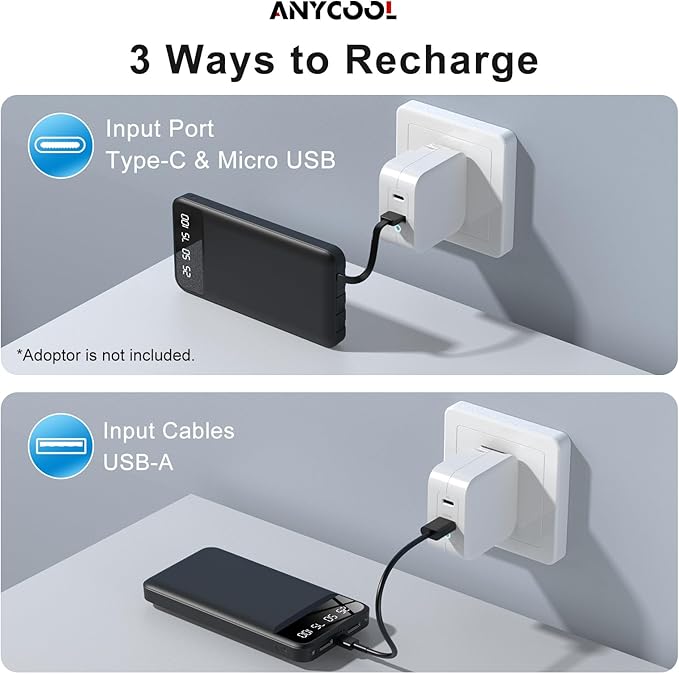 Portable Charger 40000mAh Power Bank with 4 Built-in Cables, 5 Outputs & 3 Inputs, Travel Essentials with Flashlight, USB C Battery Pack for iPhone 16 15 14 13 12 11, Android Charger, iPad Tablet