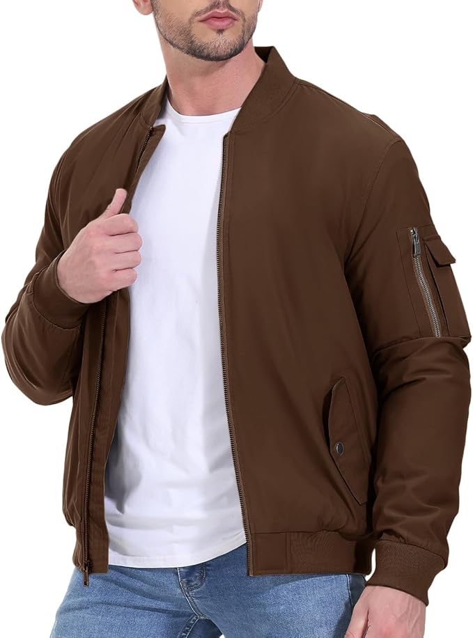 Gopune Men's Windproof Bomber Jacket Warm Water Resistant Windbreaker Winter Outwear Quilted Jackets Coats