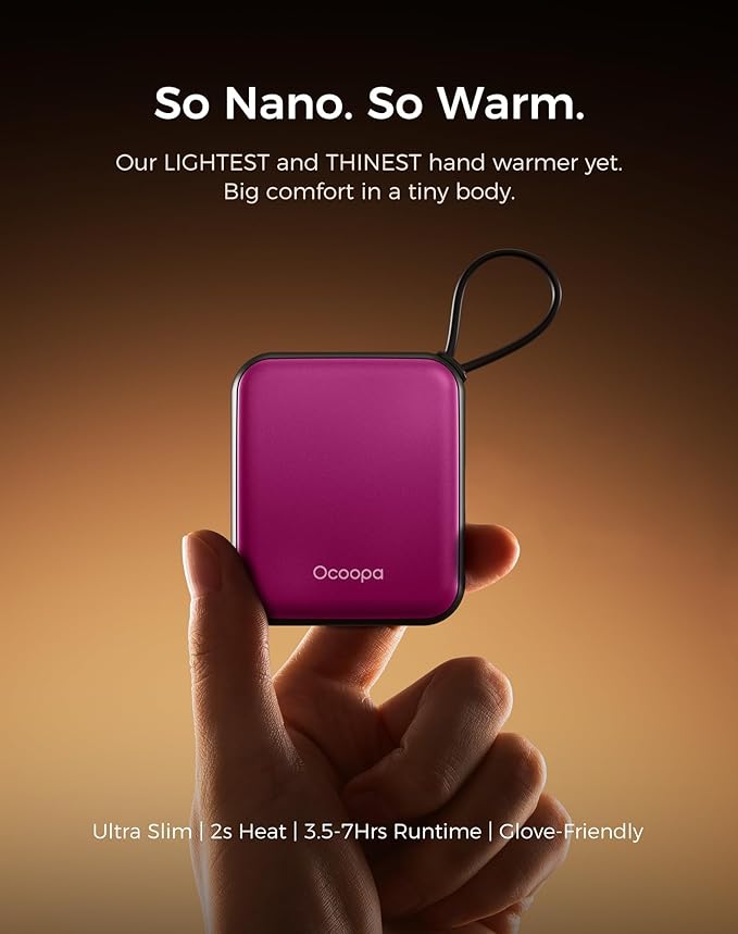 OCOOPA Hand Warmers Rechargeable - Stylish Electric Handwarmers, 2S Heating Heated Gloves for Women, Handheld Heater Portable, UL Certified, Christmas Essentials, Unique Gifts, UT5 Nano