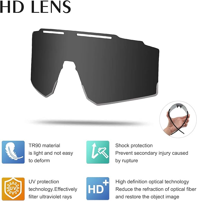 OULAIQI Cycling Sunglasses Polarized Sunglasses for Cycling Men Women with 1 Lens or 3 Interchangeable Lens Baseball Glasses