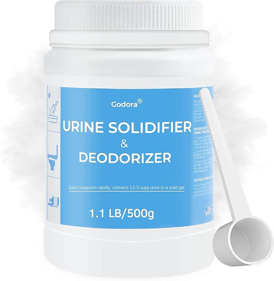 Godora ECO-Friendly Poo Urine Gel Powder with Spoon, Fast-Absorbing Camping Toilet Chemicals, Rapidly Biodegradable Eco Gel for Portable Toilet, for Outdoor Portable Bedpans & Emergencies