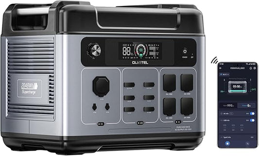 OUKITEL P2001 Plus 2400W Solar Generator, 2048Wh Solar power station(Solar Panel Optional), 1800W Fast Charging, Smart APP Control Emergency Power Station for Home, Camping, Outdoor Battery Backup