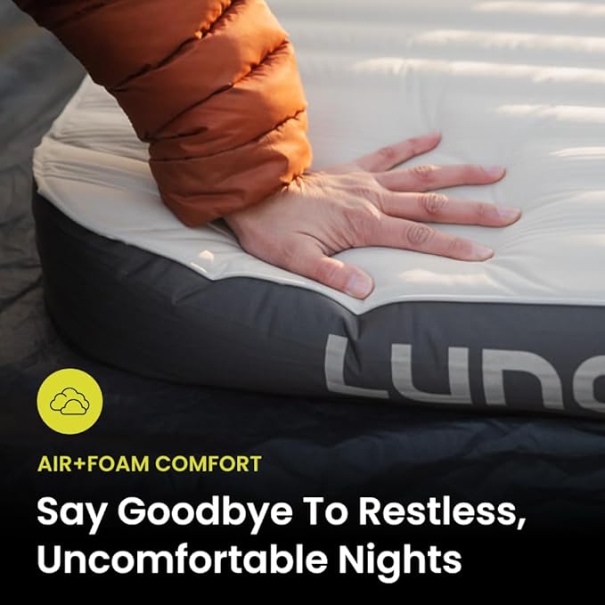 Luno AIR+Foam PRO Camping Mattress - Tall | Universal Fit | Hybrid Foam + Air Mattress