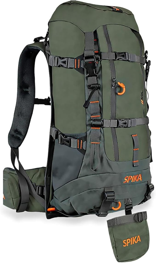 SPIKA Hunting Backpacks for Men, Meat Hauler Frame Pack with Rifle Holder, 40L/80L Extendable + Capacity for Bow Rifle Gun