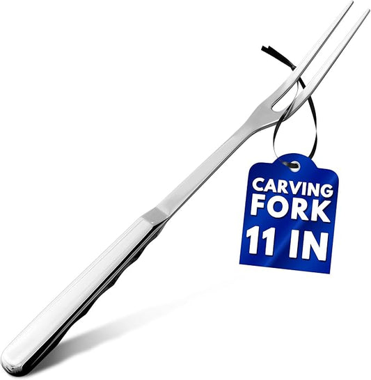 Carving Fork for Meat – 11" Two-Prong Stainless Steel Meat Fork with Long Heat-Resistant Handle, Durable and Practical for Grilling, Cooking, and Serving - Classic BBQ Design